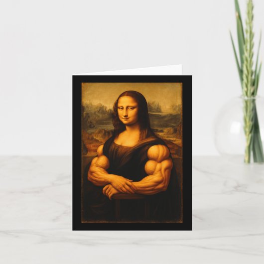 Muscle Mona Lisa Bodybuilder Gewichtheffen Gym en Kaart (Voorkant)