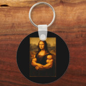 Muscle Mona Lisa Bodybuilder Gewichtheffen Gym en Sleutelhanger (Voorkant)