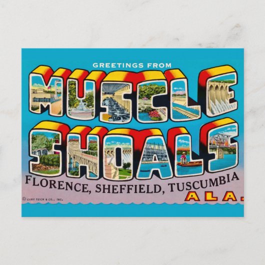 Muscle Shoals AL Retro Greeting Briefkaart (Voorkant)