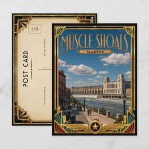 Muscle Shoals Alabama Vintage Art Deco Gouden Tijd Briefkaart