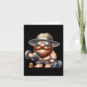 Muscleman Gnome met Dumbbells Funny Fitness Work Kaart
