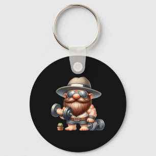 Muscleman Gnome met Dumbbells Funny Fitness Work Sleutelhanger