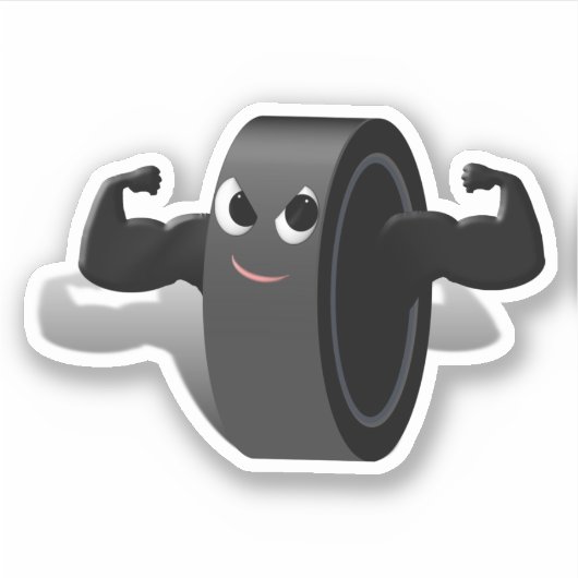 Muscleman Hockey Puck Sport Sticker (Voorkant)