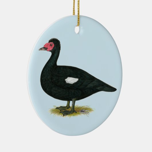 Muscovy Black Drake Keramisch Ornament (Rechts)