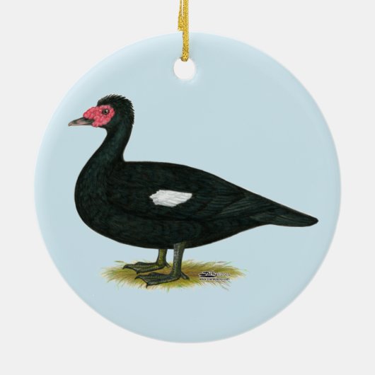 Muscovy Black Drake Keramisch Ornament (Achterkant)