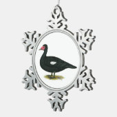 Muscovy Black Drake Tin Sneeuwvlok Ornament (Rechts)