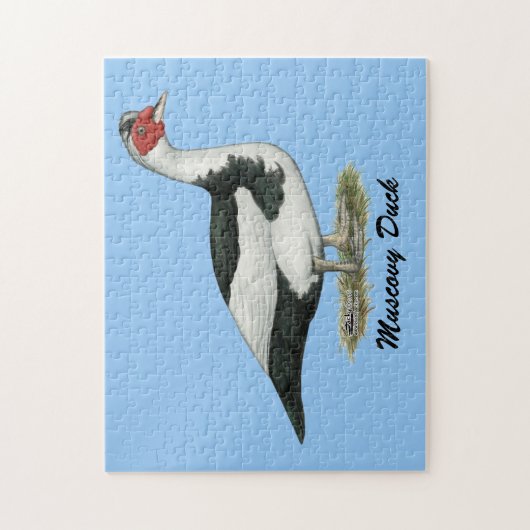 Muscovy Black Pied Drake Legpuzzel (Verticaal)