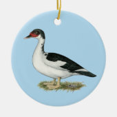 Muscovy Black Pied Duck Keramisch Ornament (Voorkant)