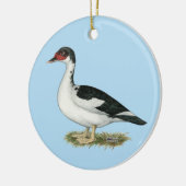 Muscovy Black Pied Duck Keramisch Ornament (Links)