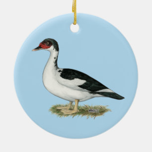 Muscovy Black Pied Duck Keramisch Ornament