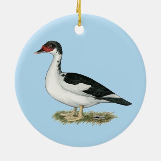 Muscovy Black Pied Duck Keramisch Ornament (Achterkant)