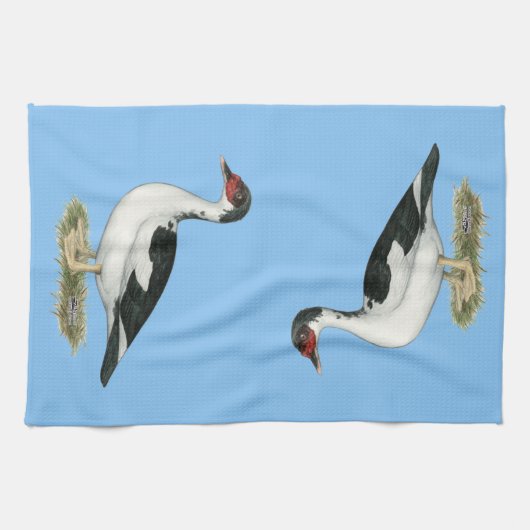 Muscovy Black Pied Duck Theedoek (Horizontaal)