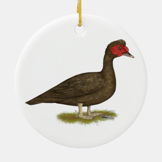Muscovy Drake Chocolade Keramisch Ornament (Achterkant)