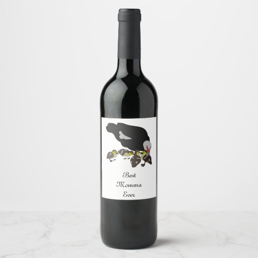 Muscovy Duck en Schattig Ducking Wijn Etiket (Voorkant)