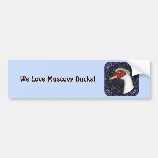 Muscovy Duck White Bumpersticker (Voorkant)