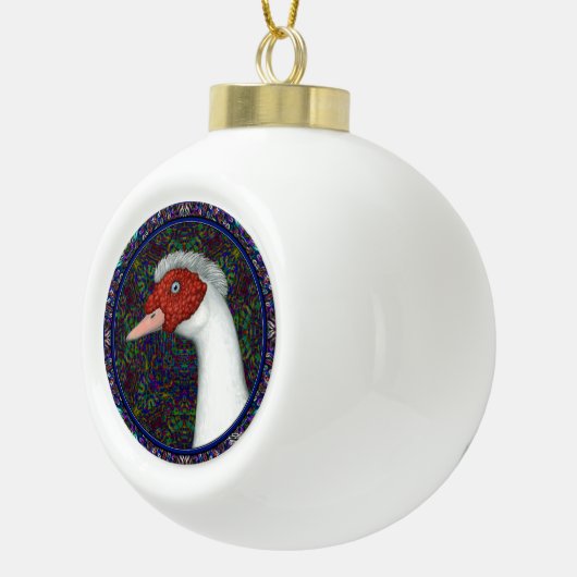 Muscovy Duck White Keramische Bal Ornament (Rechts)