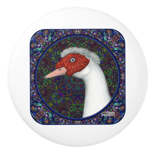 Muscovy Duck White Keramische Knop (Voorkant)