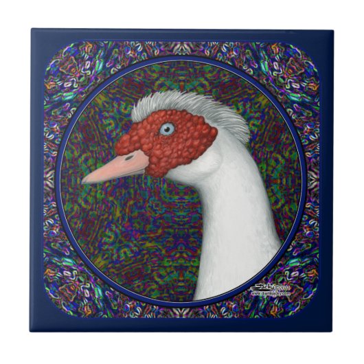 Muscovy Duck White Tegeltje (Voorkant)