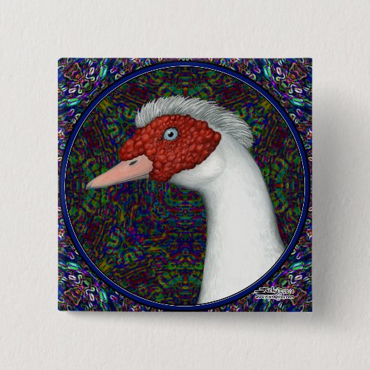 Muscovy Duck White Vierkante Button 5,1 Cm (Voorkant)