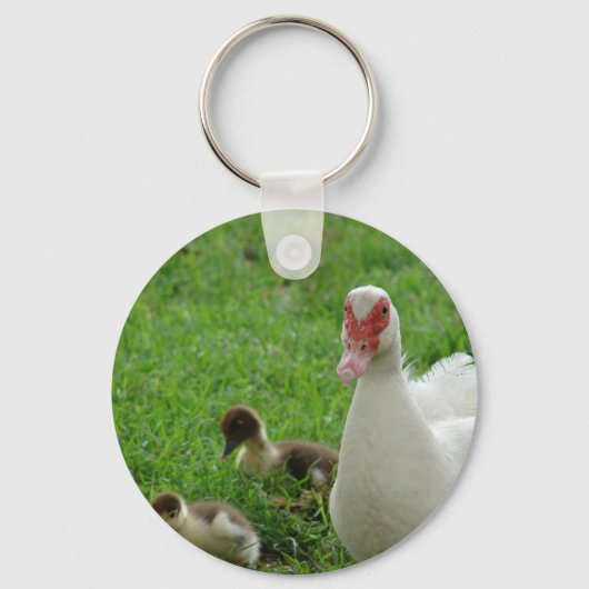 Muscovy Hen en Ducklings Sleutelhanger (Voorkant)