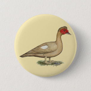 Muscovy Light Chocolate Drake Ronde Button 5,7 Cm