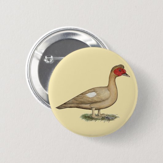 Muscovy Light Chocolate Drake Ronde Button 5,7 Cm (Voorkant /achterkant)