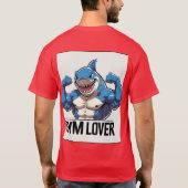 Musculair antropomorf haai tattoo ontwerp t-shirt (Achterkant)