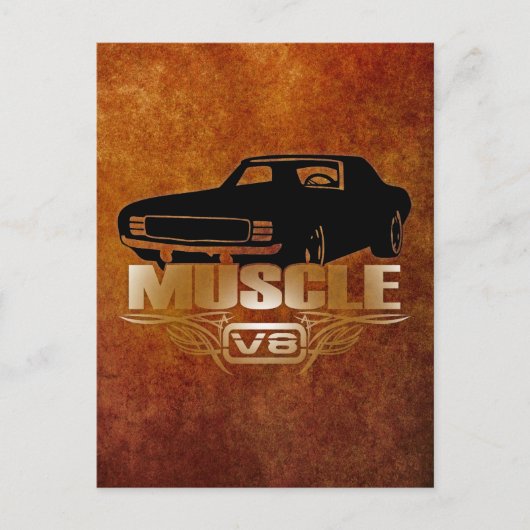 Musculair auto V8 Briefkaart (Voorkant)