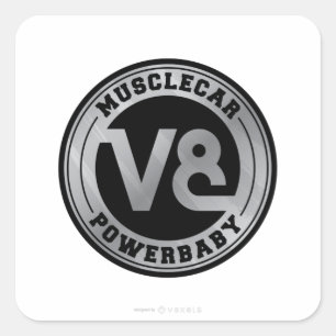 Musculair auto V8 Vierkante Sticker