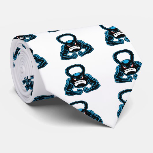 musculair boze kettlebell mascotte stropdas (Opgerold)