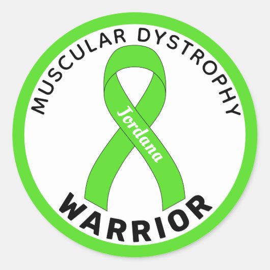 Musculair Dystrofie Warrior Lint Wit Ronde Sticker (Voorkant)