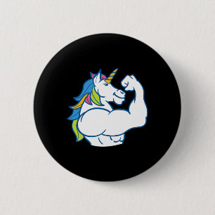 Musculair Unicorn - Funny Magical Fitness Bodybuil Ronde Button 5,7 Cm
