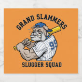 Muscular Bulldog Baseball Team Spirit Sparkling Wijnetiket (Enkel label)