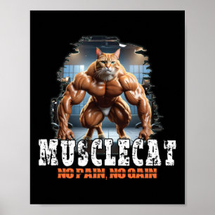 Muscular Cat – Bodybuilding Power - Geen pijn Poster