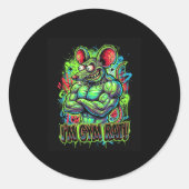 Muscular Gym Rat Bodybuilder Graffiti Workout Fitn Ronde Sticker (Voorkant)