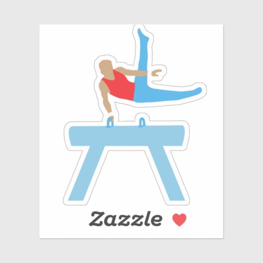 Muscular Gymnast op Pommel Paard Sticker (Vel)