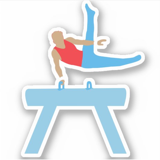 Muscular Gymnast op Pommel Paard Sticker (Voorkant)
