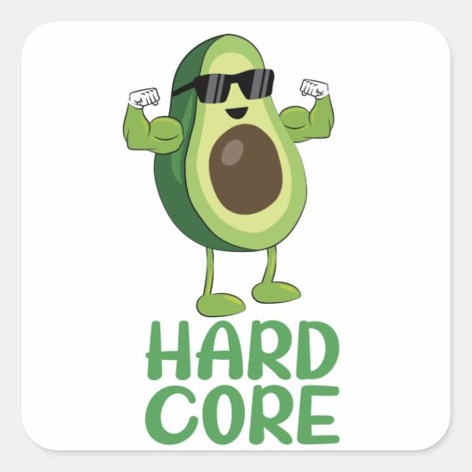 Muscular Hardcore Avocado Funny Vierkante Sticker (Voorkant)