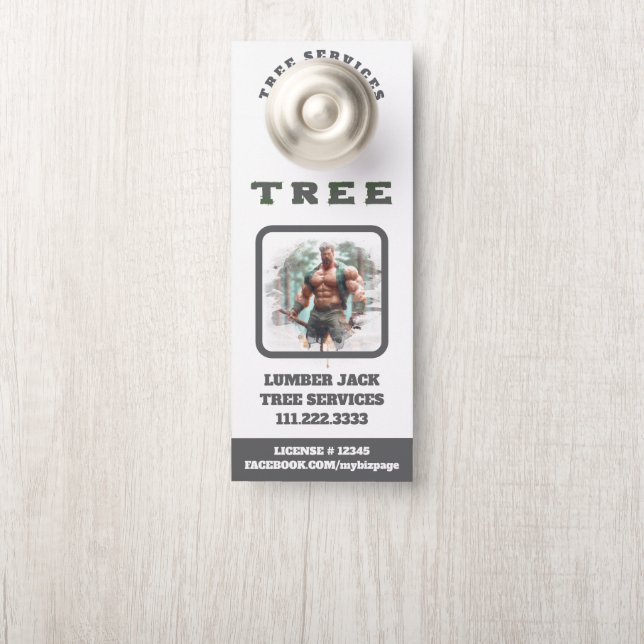 *~* Muscular Lumber Jack Tree Services QR Deur Deurhanger (Op knop)