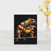 Muscular Pitbull Powerlifting Beast Gym Animal Str Kaart (Gele Bloem)