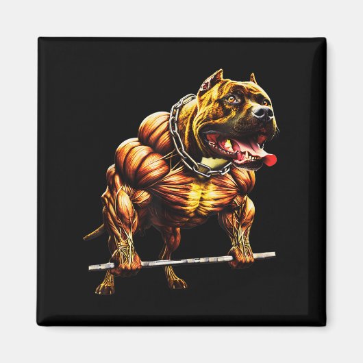 Muscular Pitbull Powerlifting Beast Gym Animal Str Magneet (Voorkant)