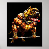Muscular Pitbull Powerlifting Beast Gym Animal Str Poster (Voorkant)