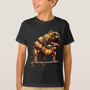 Muscular Pitbull Powerlifting Beast Gym Animal Str T-shirt