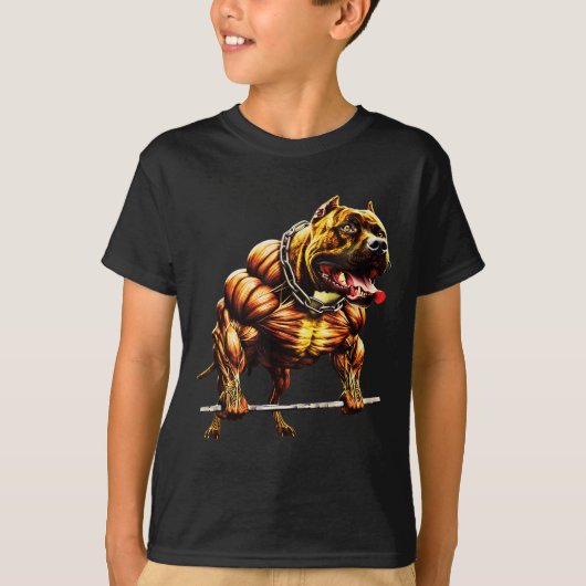 Muscular Pitbull Powerlifting Beast Gym Animal Str T-shirt (Voorkant)