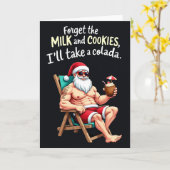 Muscular Santa Colada Funny Tropical Christmas Kaart (Gele Bloem)