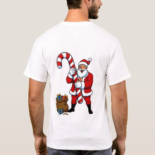 Muscular Santa Flexing! Winking Claus & Sweet Holi T-shirt (Achterkant)