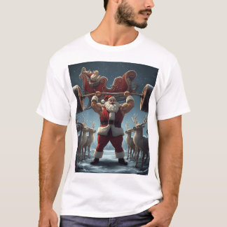 Muscular Santa Lifting Reindeer – Funny Christmas T-shirt