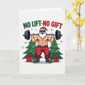 Muscular Santa Lifting Weights No Gift Gym Kaart (Gele Bloem)