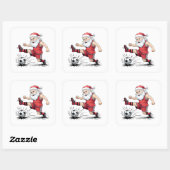 Muscular Soccer Santa Kicking Ball Vierkante Sticker (Vel)