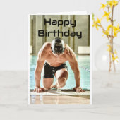 Muscular Swimmer 5" x 7" gevouwen Verjaardag Kaart (Gele Bloem)